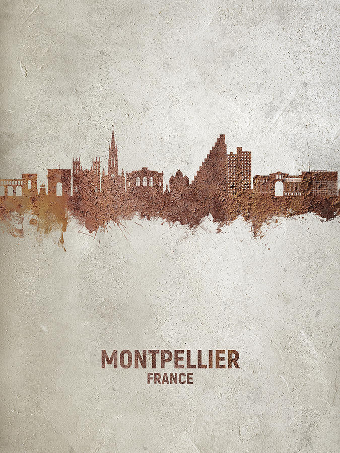 Skyline Digital Art - Montpellier France Skyline #24 by Michael Tompsett