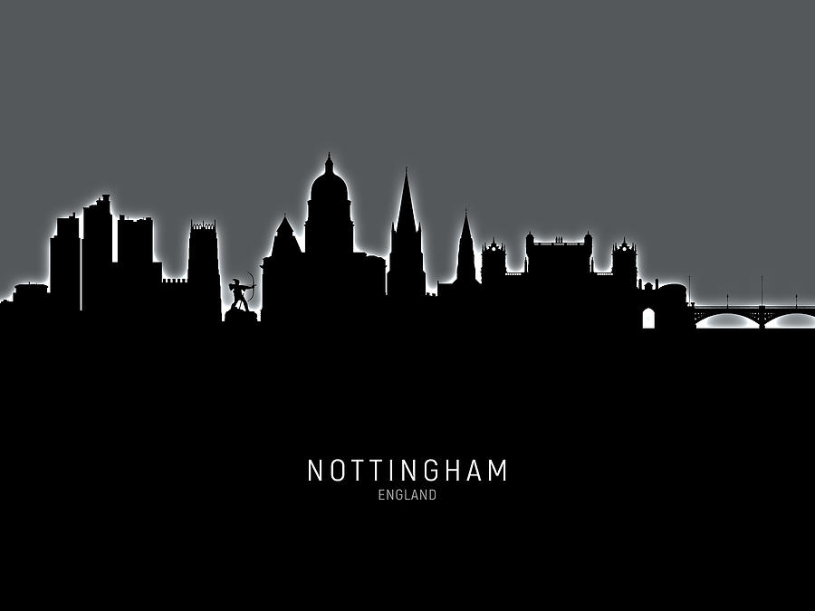 Nottingham England Skyline #24 Digital Art by Michael Tompsett