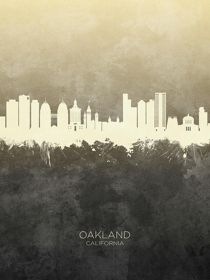 Oakland Digital Art - Oakland California Skyline #24 by Michael Tompsett
