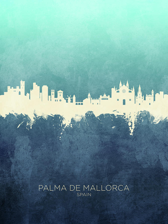 Skyline Digital Art - Palma de Mallorca Spain Skyline #24 by Michael Tompsett