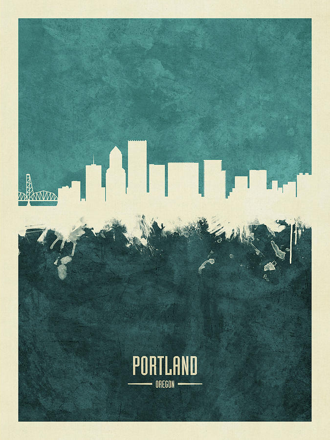 Portland Oregon Skyline #24 Digital Art by Michael Tompsett