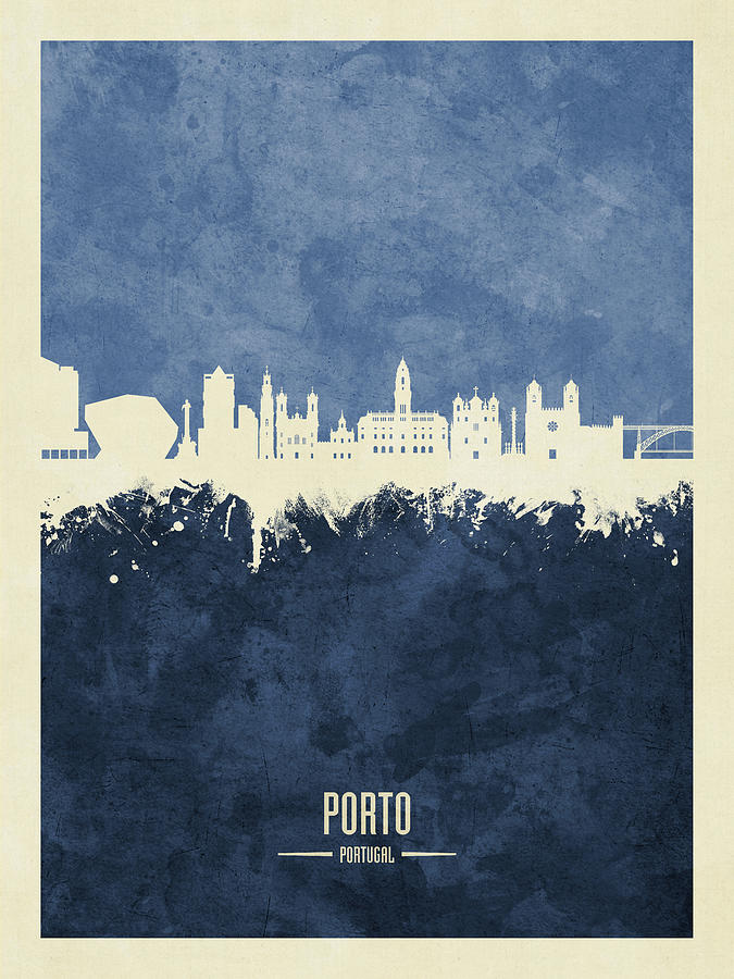 Skyline Digital Art - Porto Portugal Skyline #24 by Michael Tompsett