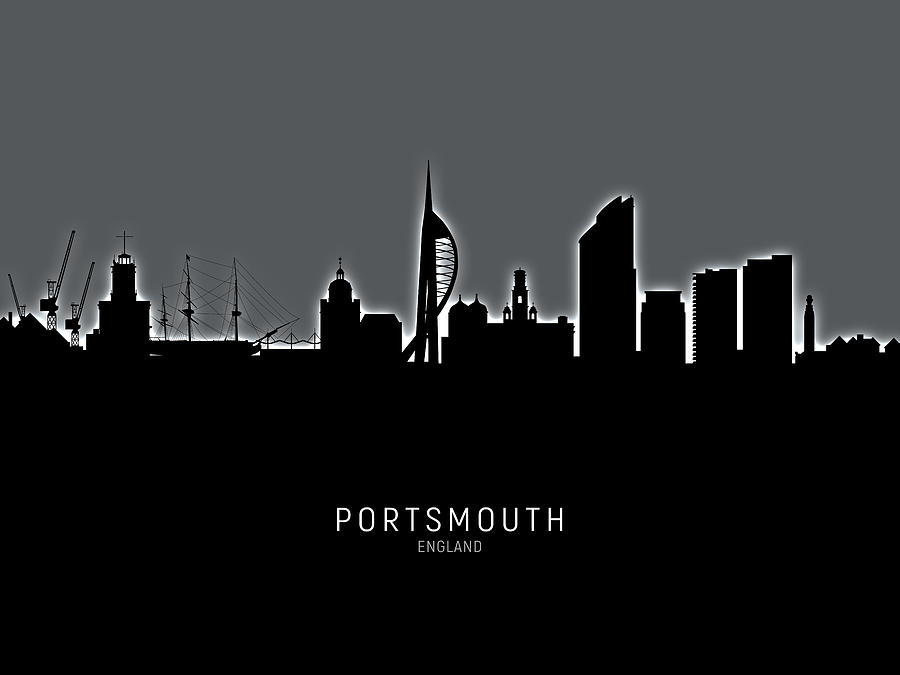 Portsmouth England Skyline #24 Digital Art by Michael Tompsett