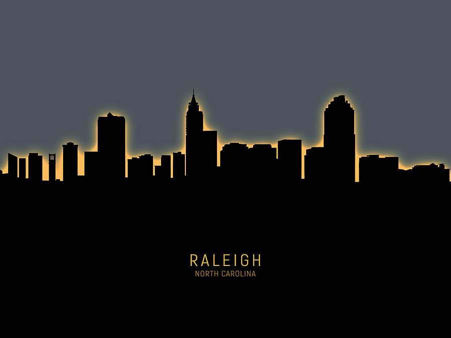 Raleigh Digital Art - Raleigh North Carolina Skyline #24 by Michael Tompsett