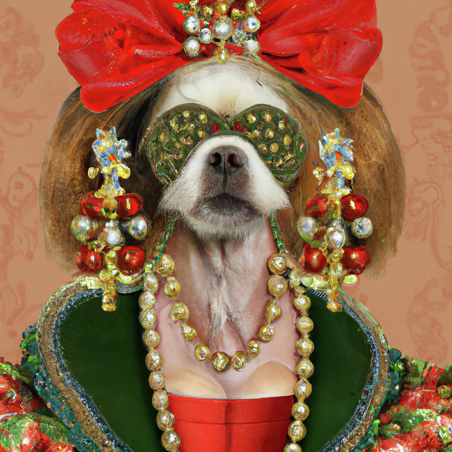 Royal, Ugly Christmas, Pet Portrait, Royal Dog Painting, Animal, King Portrait, Classic Pet Portrait #24 Painting by Ricki Mountain