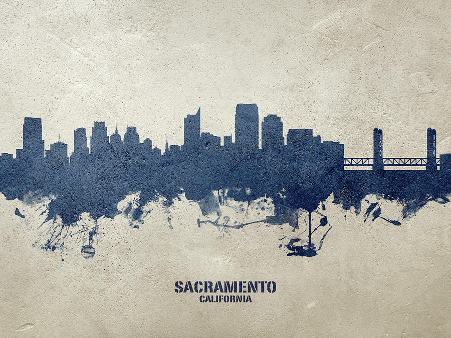 Sacramento Digital Art - Sacramento California Skyline #24 by Michael Tompsett