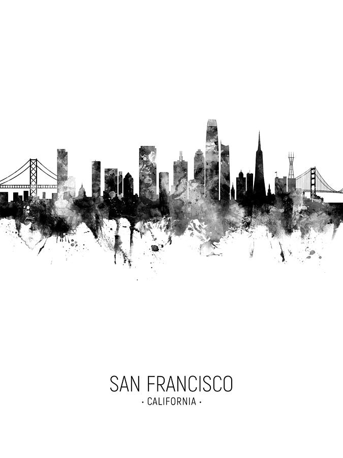 San Francisco California Skyline #24 Digital Art by Michael Tompsett