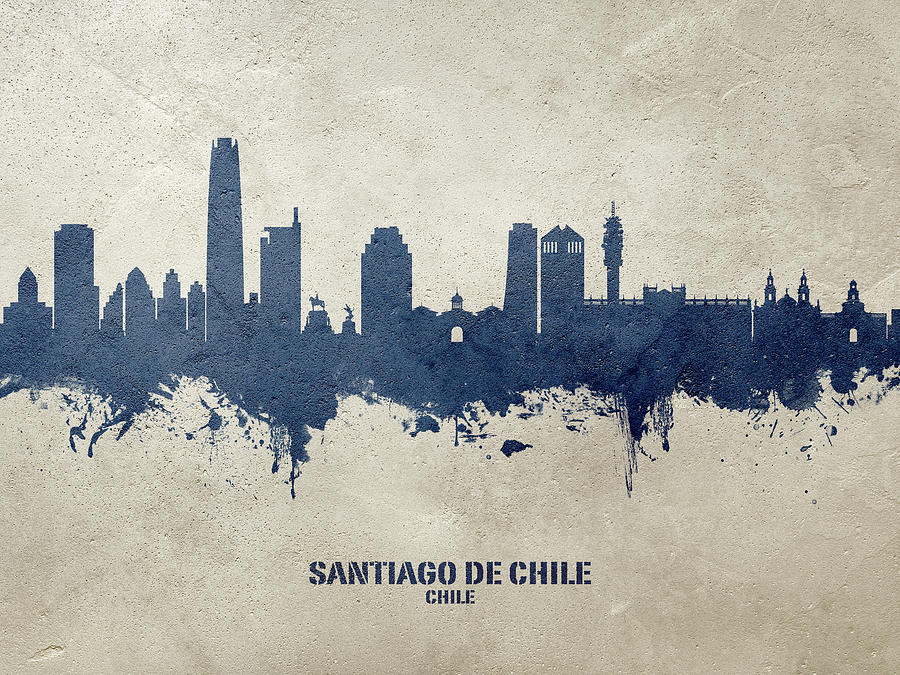 Skyline Digital Art - Santiago de Chile Skyline #24 by Michael Tompsett