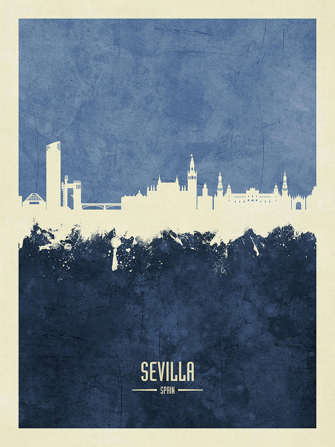 Skyline Digital Art - Sevilla Spain Skyline #24 by Michael Tompsett