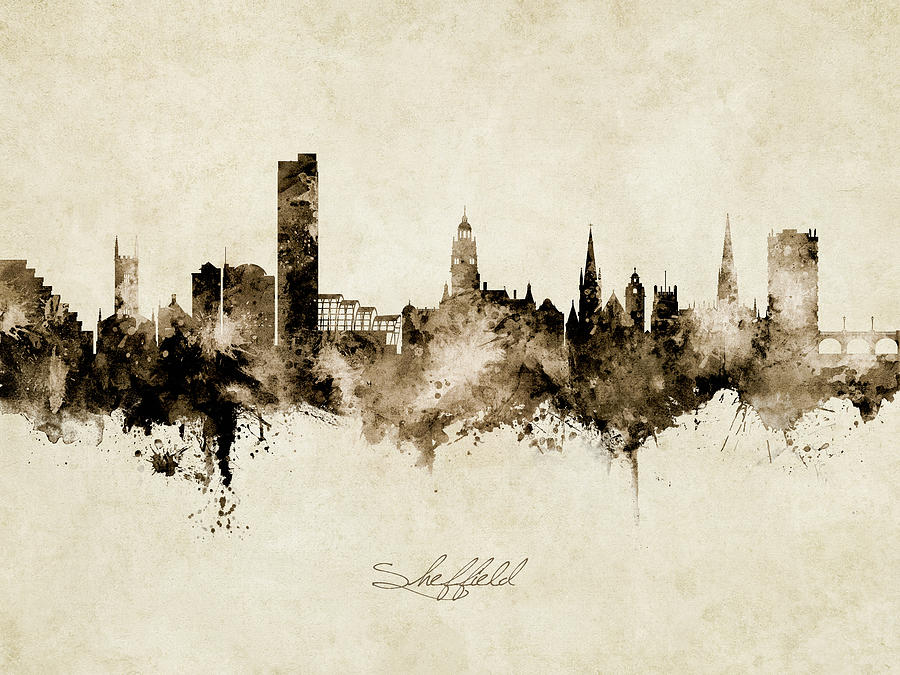 Sheffield England Skyline #24 Digital Art by Michael Tompsett