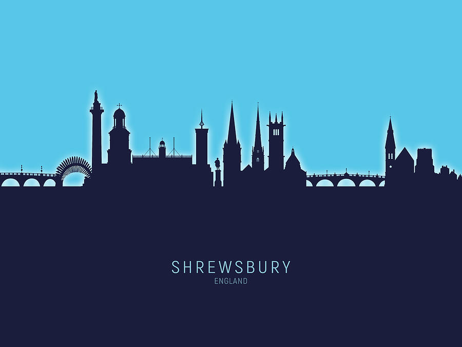 Shrewsbury England Skyline #24 Digital Art by Michael Tompsett