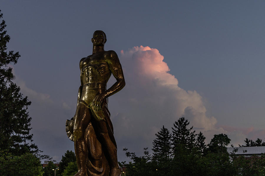 Spartan statue at night on the campus of Michigan State University in East Lansing Michigan #24 Photograph by Eldon McGraw