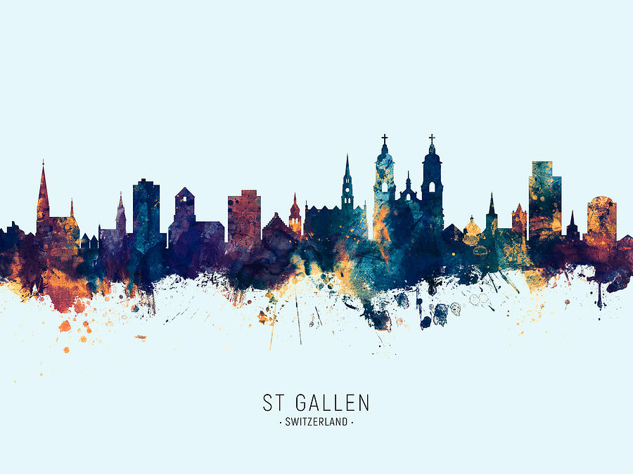 St Gallen Switzerland Skyline #24 Digital Art by Michael Tompsett