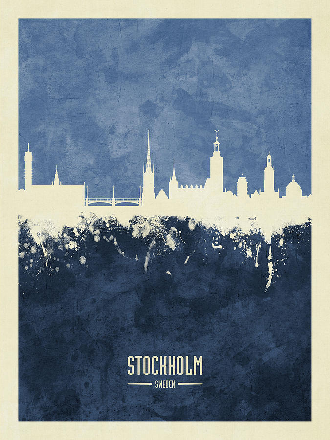 Skyline Digital Art - Stockholm Sweden Skyline #24 by Michael Tompsett