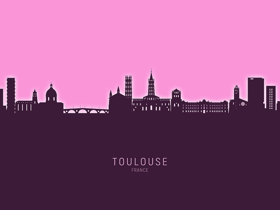 Skyline Digital Art - Toulouse France Skyline #24 by Michael Tompsett