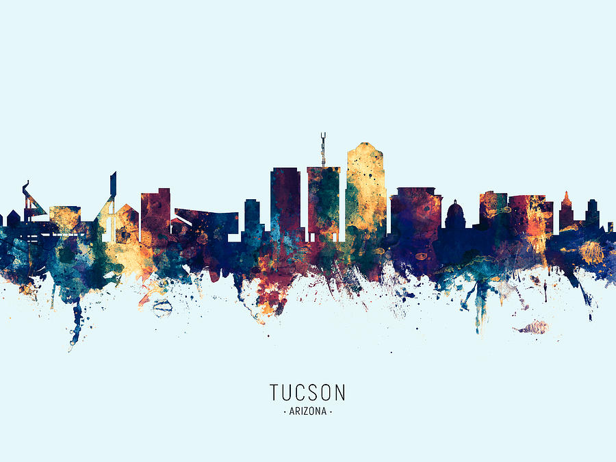 Tucson Digital Art - Tucson Arizona Skyline #24 by Michael Tompsett