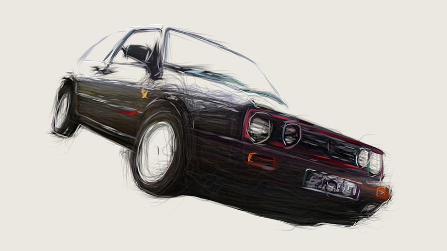 Volkswagen Golf GTI Drawing #24 Digital Art by CarsToon Concept
