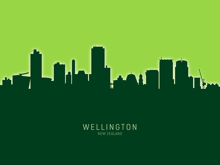Skyline Digital Art - Wellington New Zealand Skyline #24 by Michael Tompsett