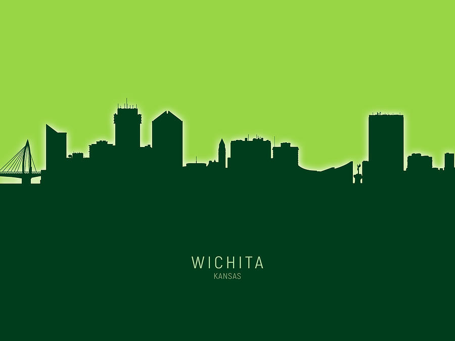 Wichita Digital Art - Wichita Kansas Skyline #24 by Michael Tompsett