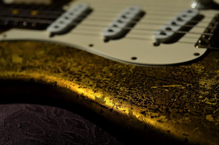 Fender Stratocaster 24k Gold Leaf Aged Electric Guitar Music Photograph by Guitarwacky Fine Art