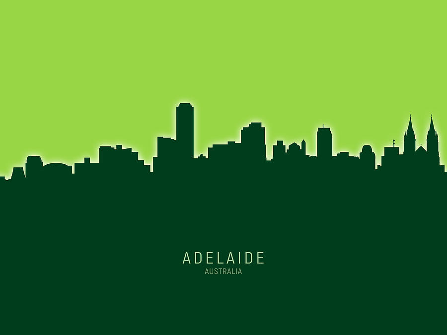 Skyline Digital Art - Adelaide Australia Skyline #25 by Michael Tompsett