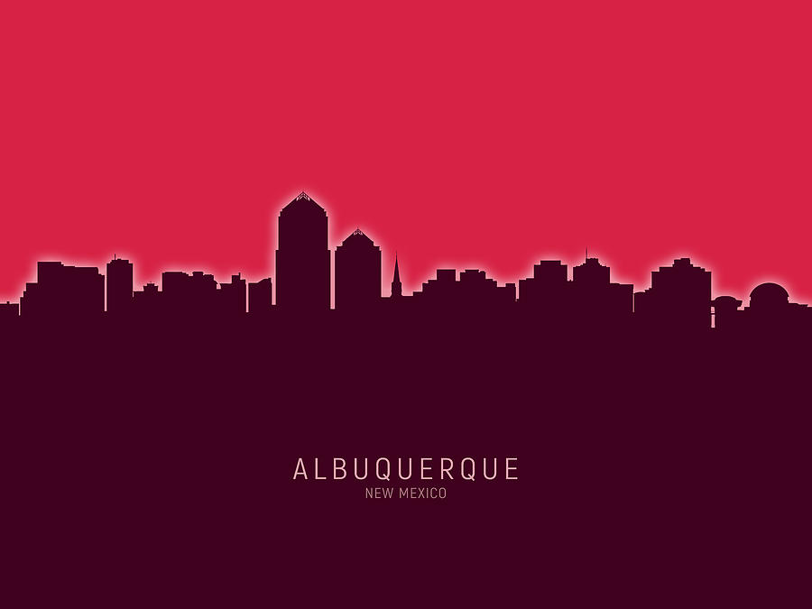 Albuquerque New Mexico Skyline #25 Digital Art by Michael Tompsett