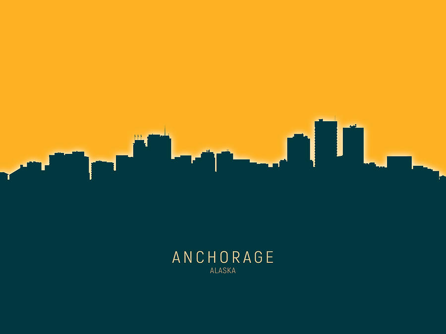 Anchorage Digital Art - Anchorage Alaska Skyline #25 by Michael Tompsett
