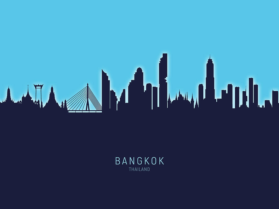Bangkok Thailand Skyline #25 Digital Art by Michael Tompsett