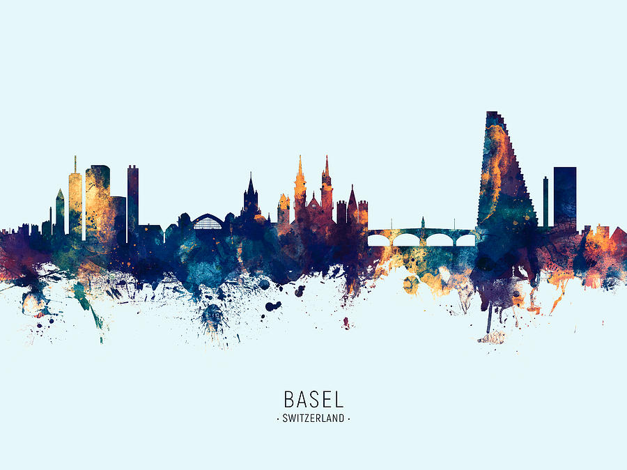 Basel Switzerland Skyline #25 Digital Art by Michael Tompsett
