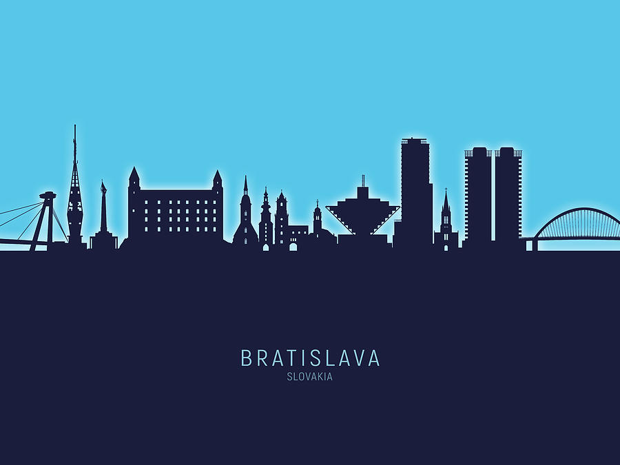 Bratislava Slovakia Skyline #25 Digital Art by Michael Tompsett