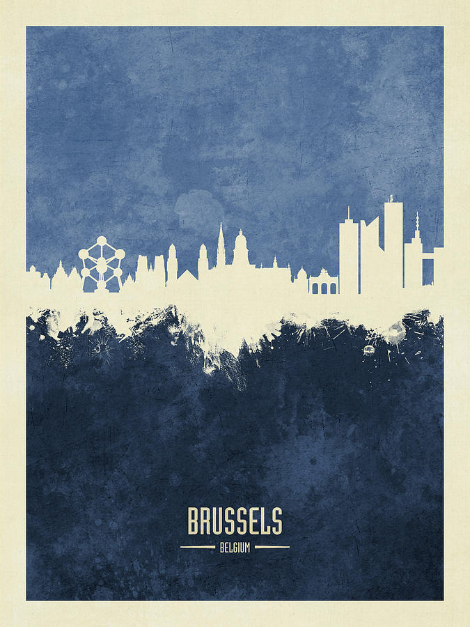 Skyline Digital Art - Brussels Belgium Skyline #25 by Michael Tompsett