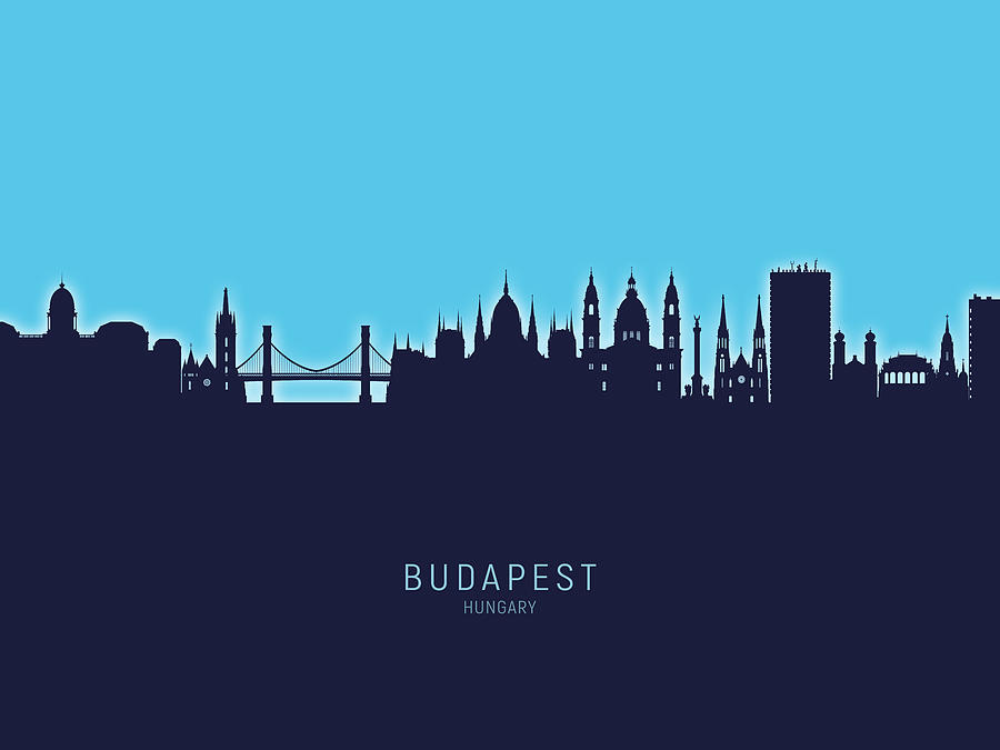 Skyline Digital Art - Budapest Hungary Skyline #25 by Michael Tompsett