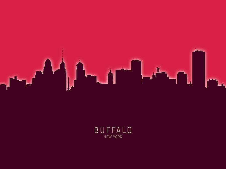 Buffalo New York Skyline #25 Digital Art by Michael Tompsett