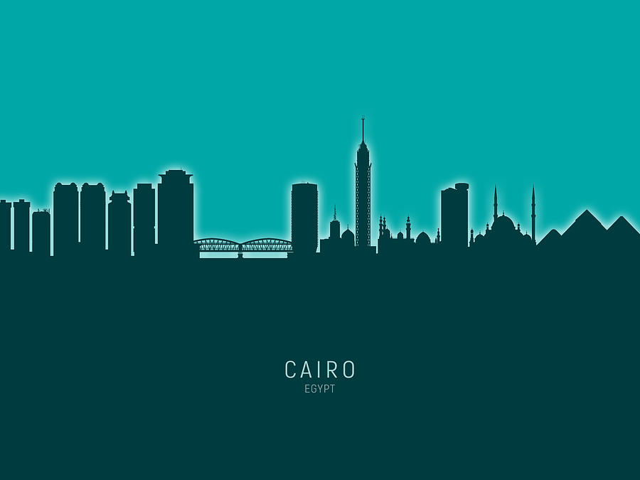 Skyline Digital Art - Cairo Egypt Skyline #25 by Michael Tompsett