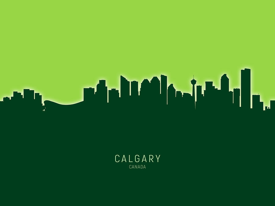 Skyline Digital Art - Calgary Canada Skyline #25 by Michael Tompsett