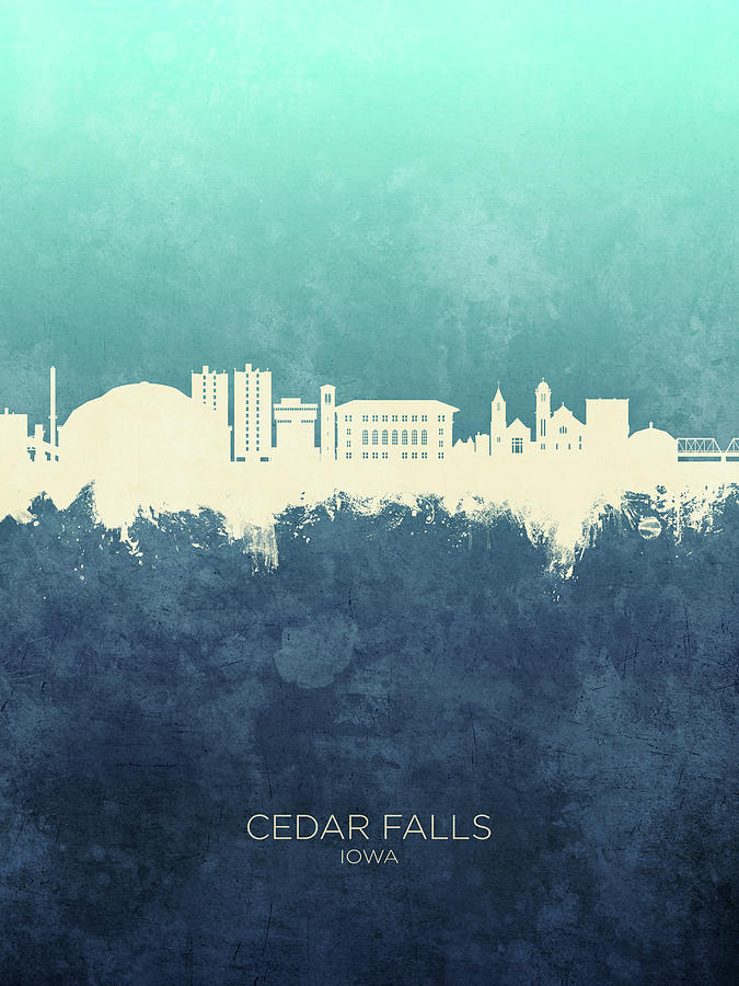 Skyline Digital Art - Cedar Falls Iowa Skyline #25 by Michael Tompsett