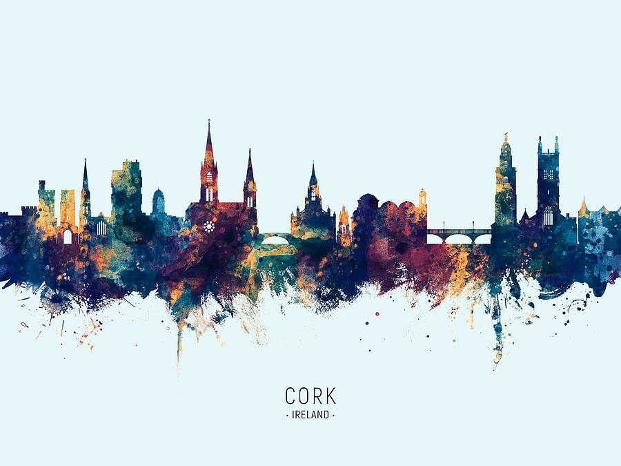 Cork Digital Art - Cork Ireland Skyline #25 by Michael Tompsett