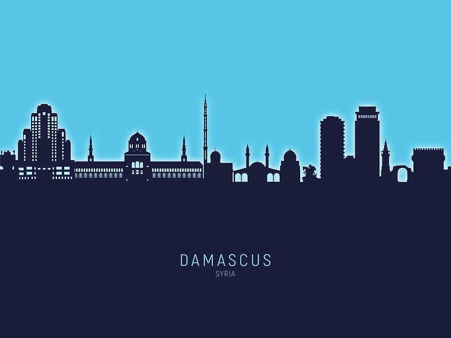 Skyline Digital Art - Damascus Syria Skyline #25 by Michael Tompsett