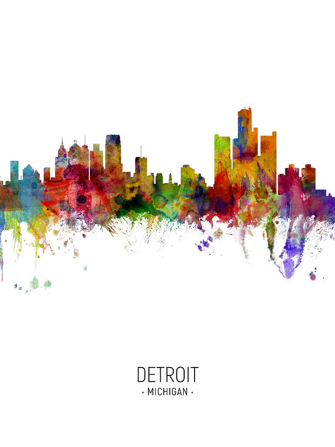 Detroit Michigan Skyline #25 Digital Art by Michael Tompsett