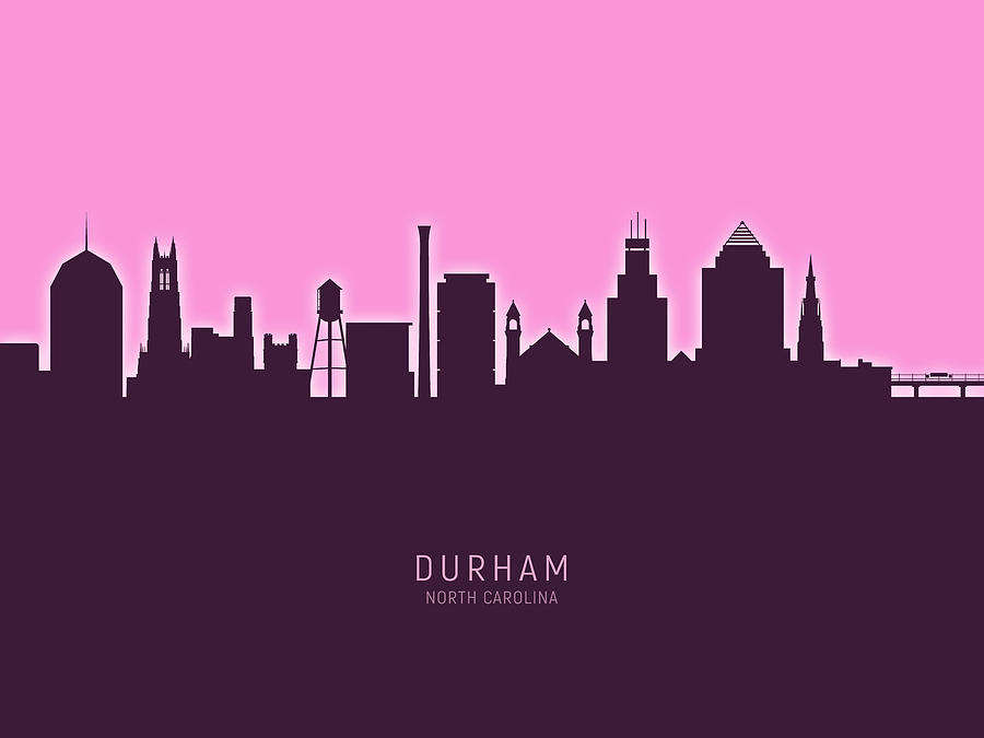 Durham Digital Art - Durham North Carolina Skyline #25 by Michael Tompsett