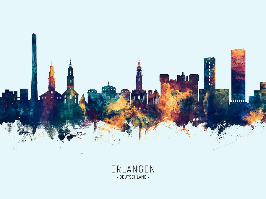 Erlangen Germany Skyline #25 Digital Art by Michael Tompsett