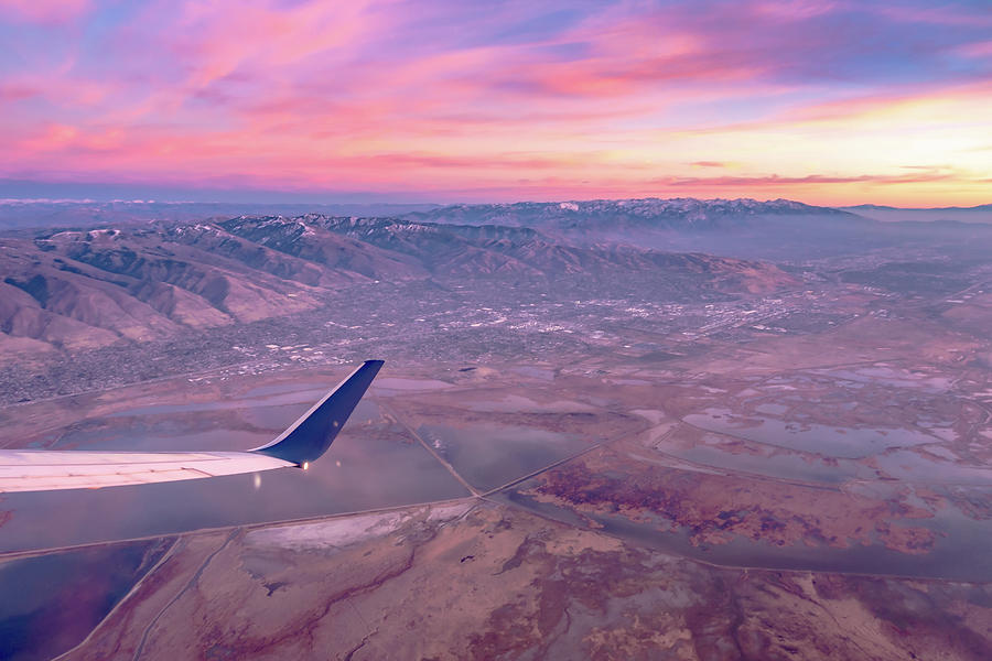 Flying Over Rockies In Airplane From Salt Lake City At Sunset #25 Photograph by Alex Grichenko