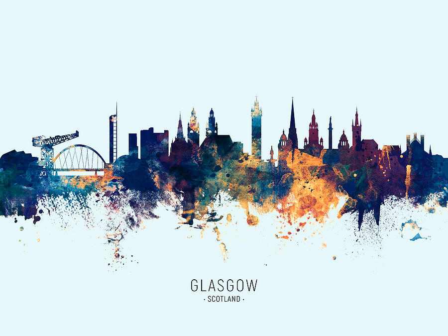 Skyline Digital Art - Glasgow Scotland Skyline #25 by Michael Tompsett