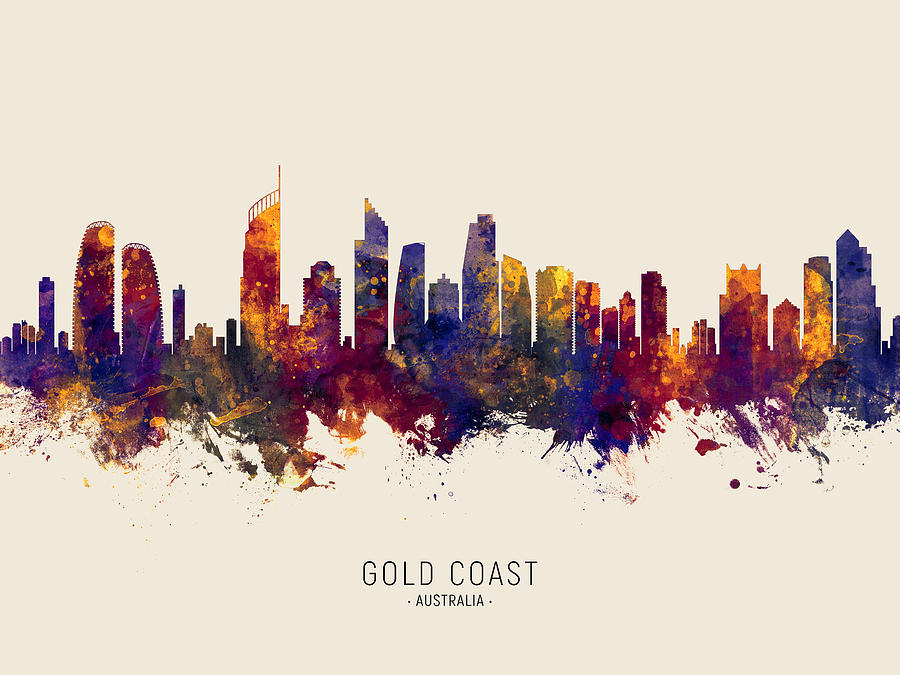Gold Coast Australia Skyline #25 Digital Art by Michael Tompsett