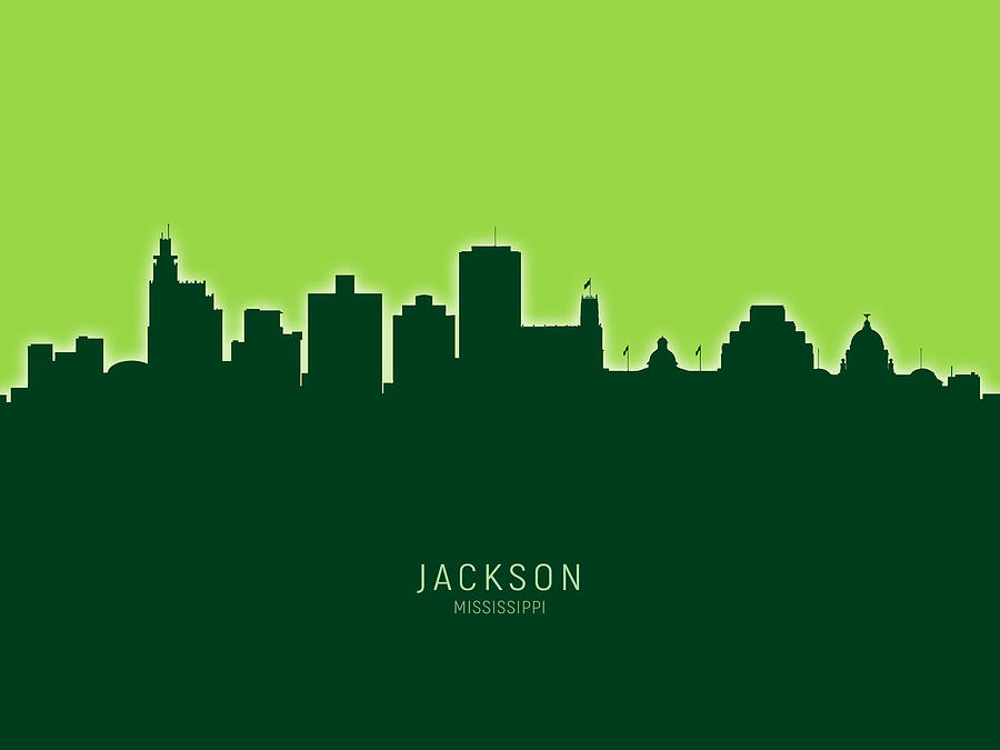 Jackson Mississippi Skyline #25 Digital Art by Michael Tompsett