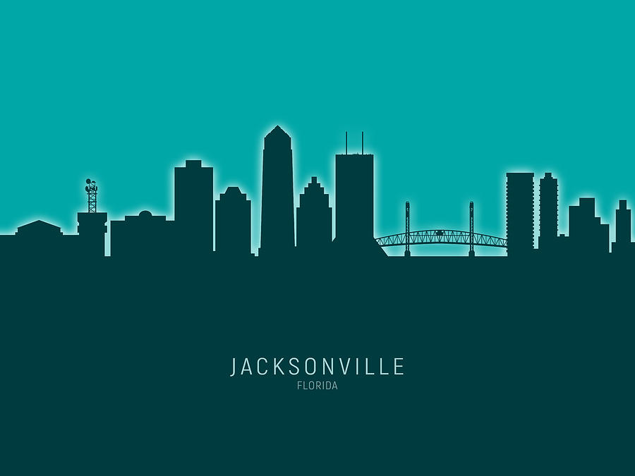 Jacksonville Digital Art - Jacksonville Florida Skyline #25 by Michael Tompsett
