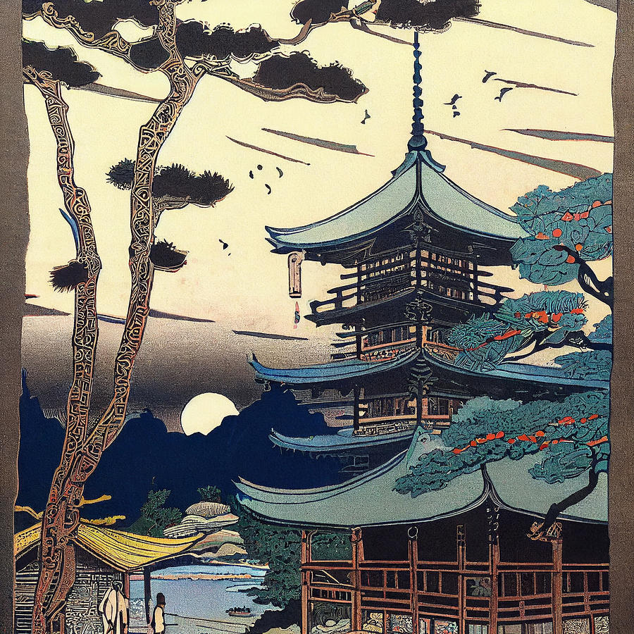Fantasy Digital Art - Japanese  Landcape    intricate  zen  art  Ukiyo  e  ja  by Asar Studios #25 by Celestial Images