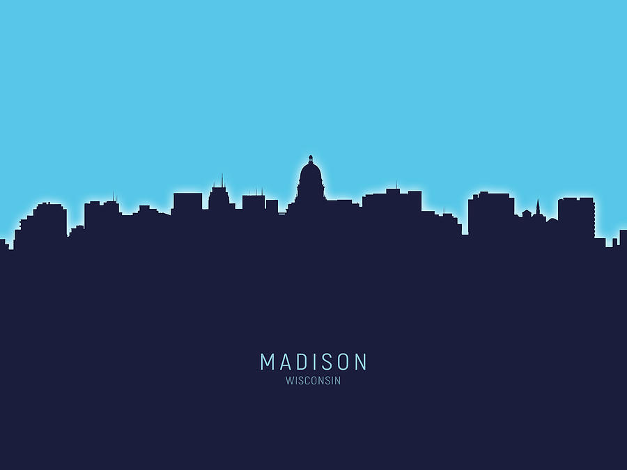 Madison Digital Art - Madison Wisconsin Skyline #25 by Michael Tompsett