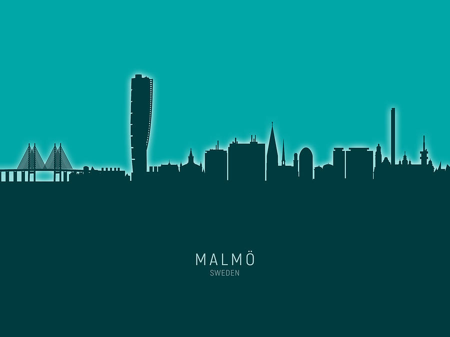 Malmo Sweden Skyline #25 Digital Art by Michael Tompsett