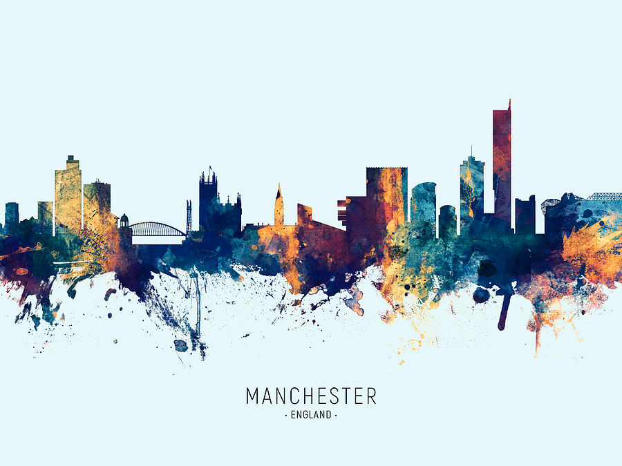 Manchester Skyline Digital Art - Manchester England Skyline #25 by Michael Tompsett